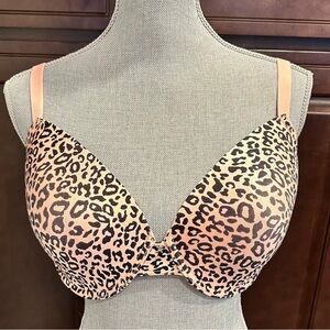 Fredericks of Hollywood pink and black cheetah print bra 38DD 38 DD